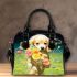 Playful pup with flowers Chic Stylish Shoulder Handbag & Women Totes: Perfect Gift for Girlfriend | Crossbody, Purse, Handbag