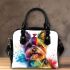 Punk yorkshire terrier dog with rainbow colored hair shoulder handbag