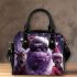 Purple grinchy with black sunglass and dancing santaclaus shoulder handbag