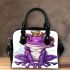 Purple tree frog wearing crown shoulder handbag