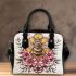 Queen bee sitting on top of honeycomb shoulder handbag