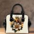 Queen bee with a crown sitting on flower shoulder handbag