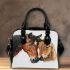 Realistic colored pencil drawing of an elegant brown horse shoulder handbag