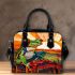 Red eyed tree frog sits on a hilltop shoulder handbag