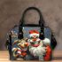 Red grinchy smile and dancing santaclaus shoulder handbag