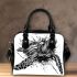 Sea turtle in black and white shoulder handbag