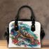 Sea turtle waves and flowers shoulder handbag