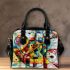 Simple and colorful painting of the musical instrument guitar shoulder handbag