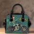 skeleton riding motor with trumpet and music notes Shoulder Bag