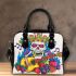 skeleton with guitar trumpet fruits and music notes Shoulder Bag