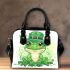 St patrick's day cute cartoon frog wearing leprechaun hat shoulder handbag
