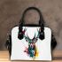 Stag design in the style of white background shoulder handbag