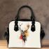 Stag design in the style of white background shoulder handbag