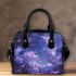 The moon and purple butterflies in the sky shoulder handbag