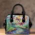 the river with musical note flowers and bamboo flutes Shoulder Handbag