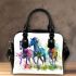 Three horses watercolor style shoulder handbag