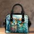 Two cute beautiful colorful owls with flowers on their heads shoulder handbag