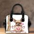 Valentine teacup chihuahua in pink and brown with candy hearts shoulder handbag