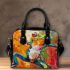 Vibrant painting of an happy dancing frog shoulder handbag