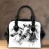 Watercolor black and white horses shoulder handbag