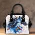 Watercolor blue horse shoulder handbag