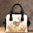 Watercolor deer light beige background with fall colors shoulder handbag