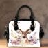 Watercolor deer with flowers shoulder handbag