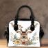 Watercolor deer with flowers shoulder handbag