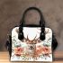 Watercolor deer with flowers shoulder handbag