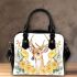 Watercolor deer with yellow roses shoulder handbag