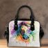 Watercolor horse in rainbow colors shoulder handbag