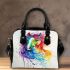 Watercolor horse in rainbow colors shoulder handbag