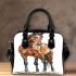 Watercolor illustration of an elegant brown french horse shoulder handbag