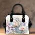 Watercolor painting of butterflies and flowers shoulder handbag