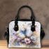 Watercolor painting of butterflies and flowers shoulder handbag