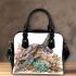 Watercolor turtle swimming in coral reef shoulder handbag