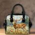 Whitetailed buck standing in meadow with daisies shoulder handbag