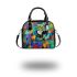 Abstract art in the style of cubism shoulder handbag