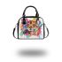 Abstract art with a lion cub shoulder handbag