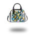 Abstract blue and yellow geometric masterpiece shoulder handbag