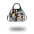 Abstract composition with geometric shapes shoulder handbag