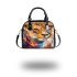 Abstract cubist lioness with simple shapes and lines shoulder handbag