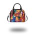 Abstract cubist lioness with simple shapes and lines shoulder handbag