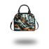 Abstract futuristic cityscape vector illustration shoulder handbag