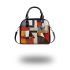 Abstract modern painting with geometric shapes and lines shoulder handbag