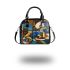 Abstract modern painting with geometric shapes shoulder handbag