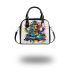 Abstract painting in the style of abstract graffiti shoulder handbag