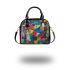 Abstract painting in the style of kandinsky shoulder handbag