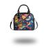 Abstract painting in the style of kandinsky with bright colors shoulder handbag