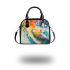 Abstract painting of colorful shapes and circles shoulder handbag